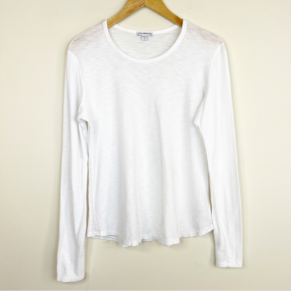 Standard James Perse Sheer Slub White Long Sleeve Top Size Large - Picture 2 of 7